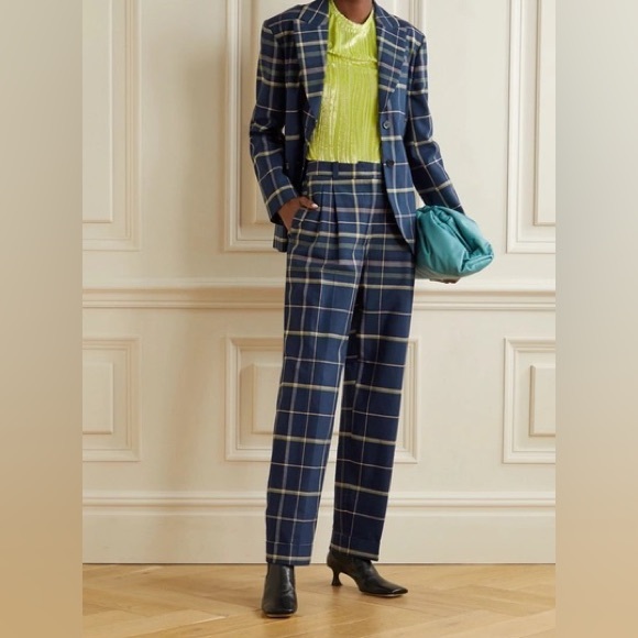 Stine Goya Vina Checked Blazer in Tartan Navy - Picture 3 of 12